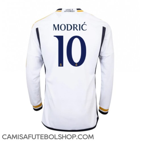 Camisa de time de futebol Real Madrid Luka Modric #10 Replicas 1º Equipamento 2023-24 Manga Comprida